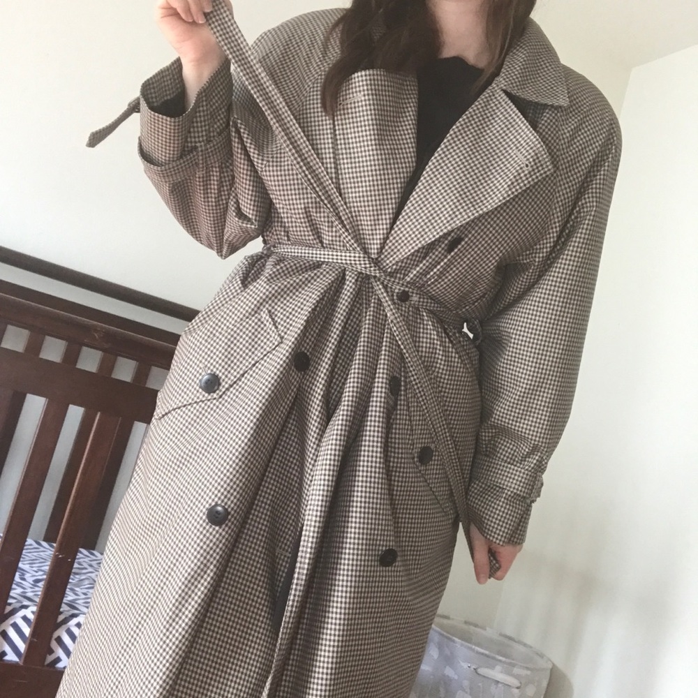 Vintage Misty Harbor  Checkered Trenchcoat